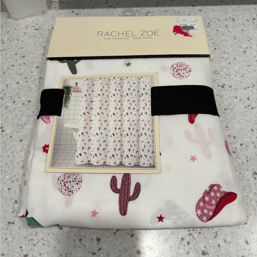 Rachel Zoe White and Pink Cactus Shower Curtain
